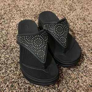 Crocs Women's Monterey Embellished Wedge Flip Flops
